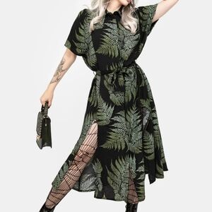 Disturbia ~ Black and Green Fern Print Dress US 2
